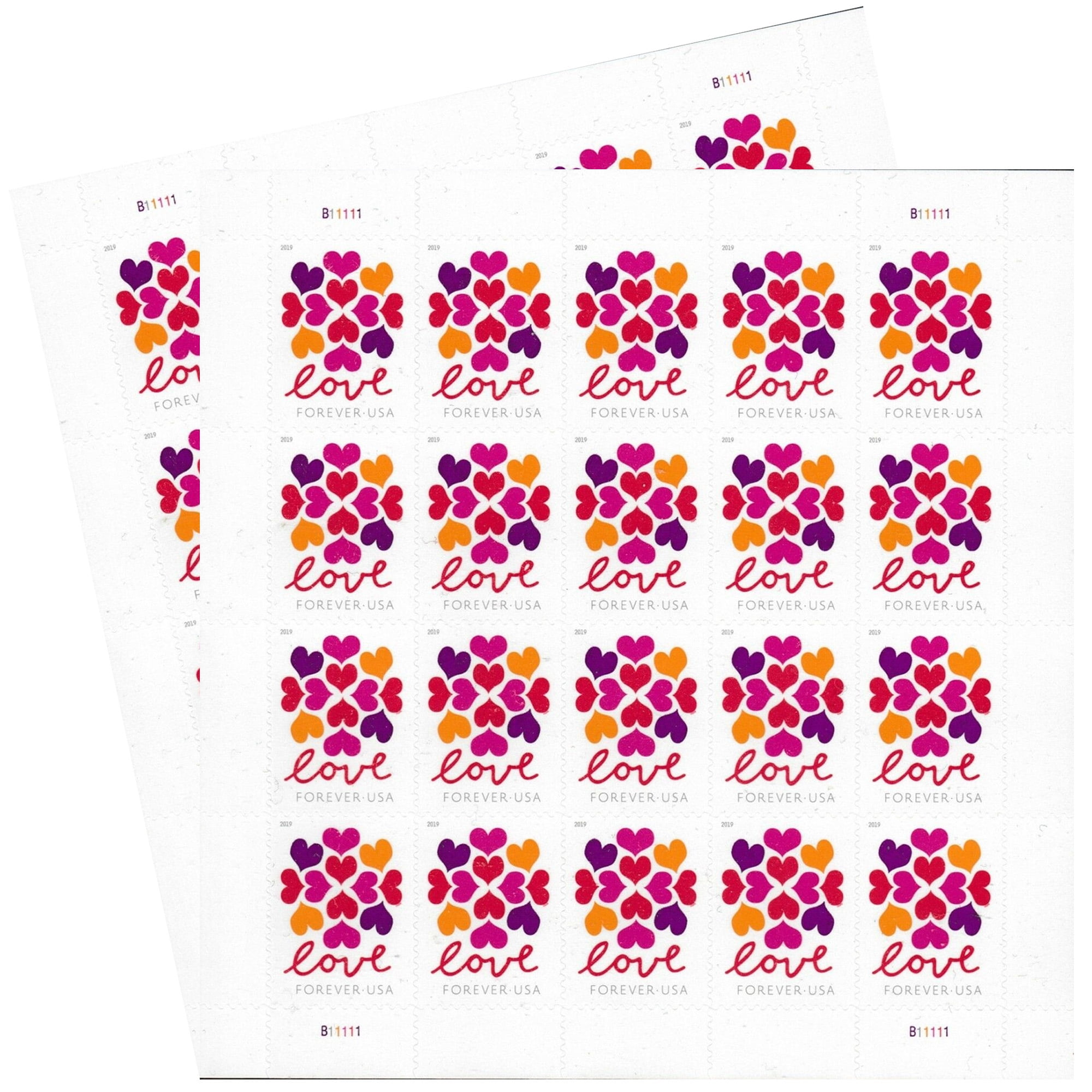 Heart Blossom 2 Sheets of 20 USPS Forever First Class Postage Stamps Love  Celebrate Wedding Beauty (40 Stamps)