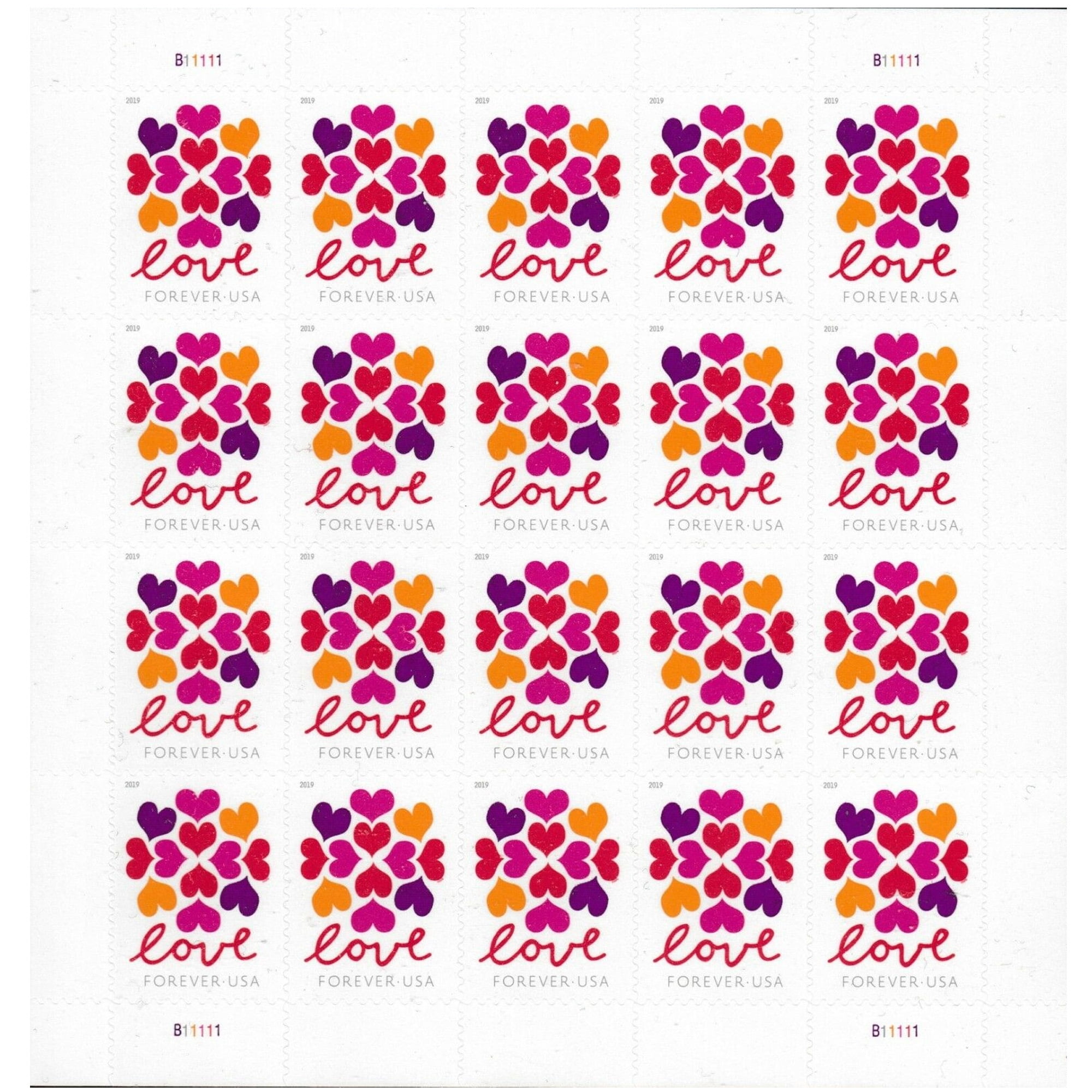 Heart Blossom 2 Sheets of 20 USPS Forever First Class Postage Stamps Love Celebrate Wedding Beauty (40 Stamps)