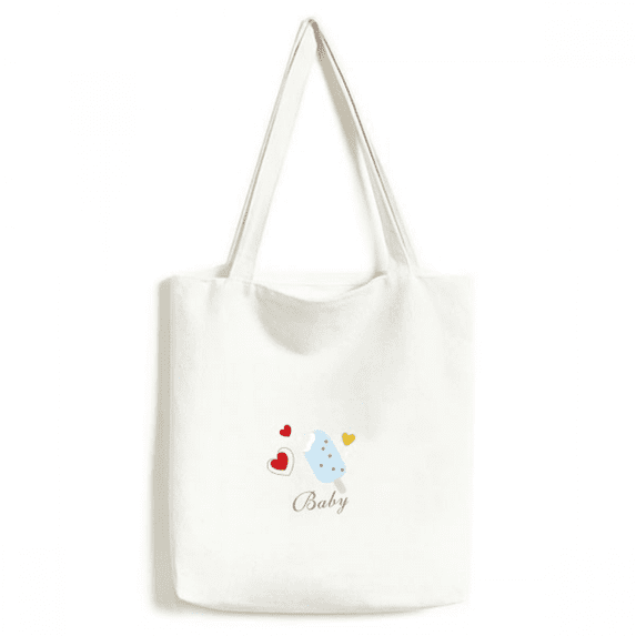 Heart Blue Popsicle Sweet Ice Tote Canvas Bag Shopping Satchel Casual Handbag