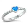 thumbnail image 1 of Heart Blue Simulated Opal Rope Sides Ring Sterling Silver Size 10, 1 of 3