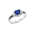 thumbnail image 1 of Heart Blue Simulated Sapphire Cubic Zirconia Ring Sterling Silver 925, 1 of 2
