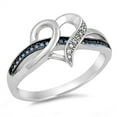 thumbnail image 1 of Heart Blue Simulated Sapphire Promise Ring .925 Sterling Silver Band CZ Jewelry Female Size 9, 1 of 4