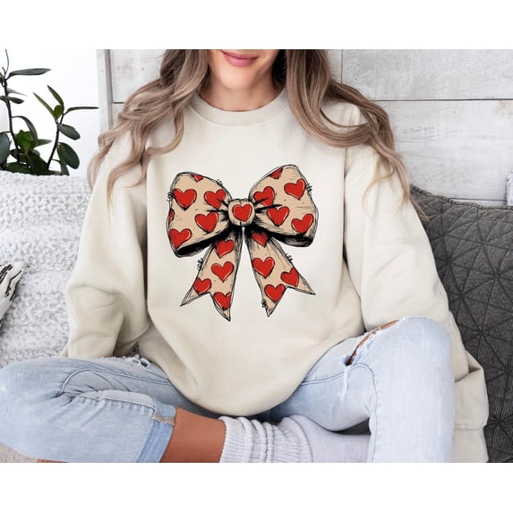 Heart Bow SweatshirtValentine's Day Romantic Oversized Sweater All Size S-5Xl