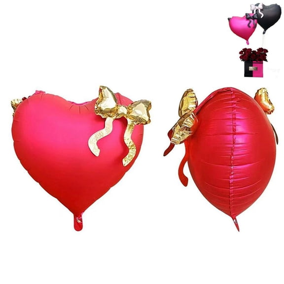 Heart Bowknot Balloons for Party Decorations in Multiple Colors, Made of Aluminum Film/Foil, Suitable for Birthdays, Valentine's Day and More