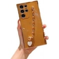 thumbnail image 1 of Heart Bracelet Soft Silicone Phone Case for Samsung Galaxy S22 S21 S20 Ultra Plus FE A53 A52 A13 A12 5G, Precision Hole Wrist Strap Back Cover(Brown,S21 Plus), 1 of 8