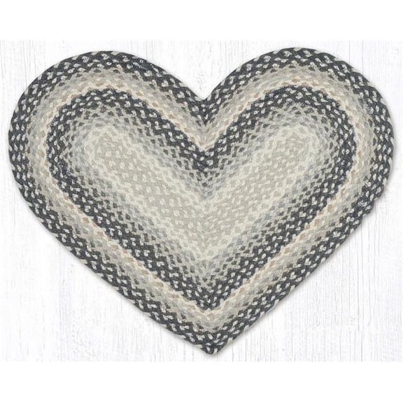 Heart Braided Jute Rug - Gray/Sand/Ivory - 20 x 30 in. - Durable Natural Fiber