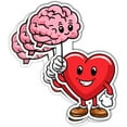 thumbnail image 1 of Heart and Brain Connected Sticker, Mental Health Sticker, Right Balance Between Head and Brain - Vinyl Stickers 3 Inches for Laptop Water Bottle Phone Car Window Helmet (3x3inch), 1 of 6