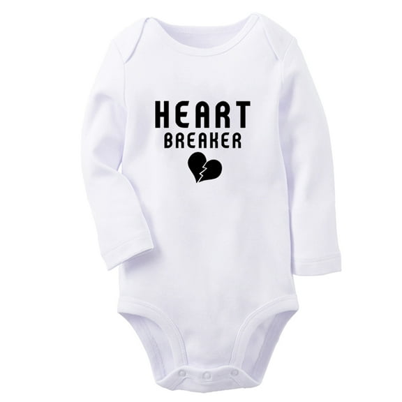 Heart Breaker Funny Rompers, Newborn Baby Unisex Bodysuits, Infant Jumpsuits, Toddler 0-12 Months Kids Long Sleeves Oufits (White, 6-12 Months)