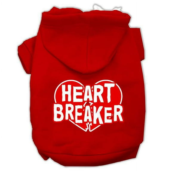 Heart Breaker Screen Print Pet Hoodie, Red - Large