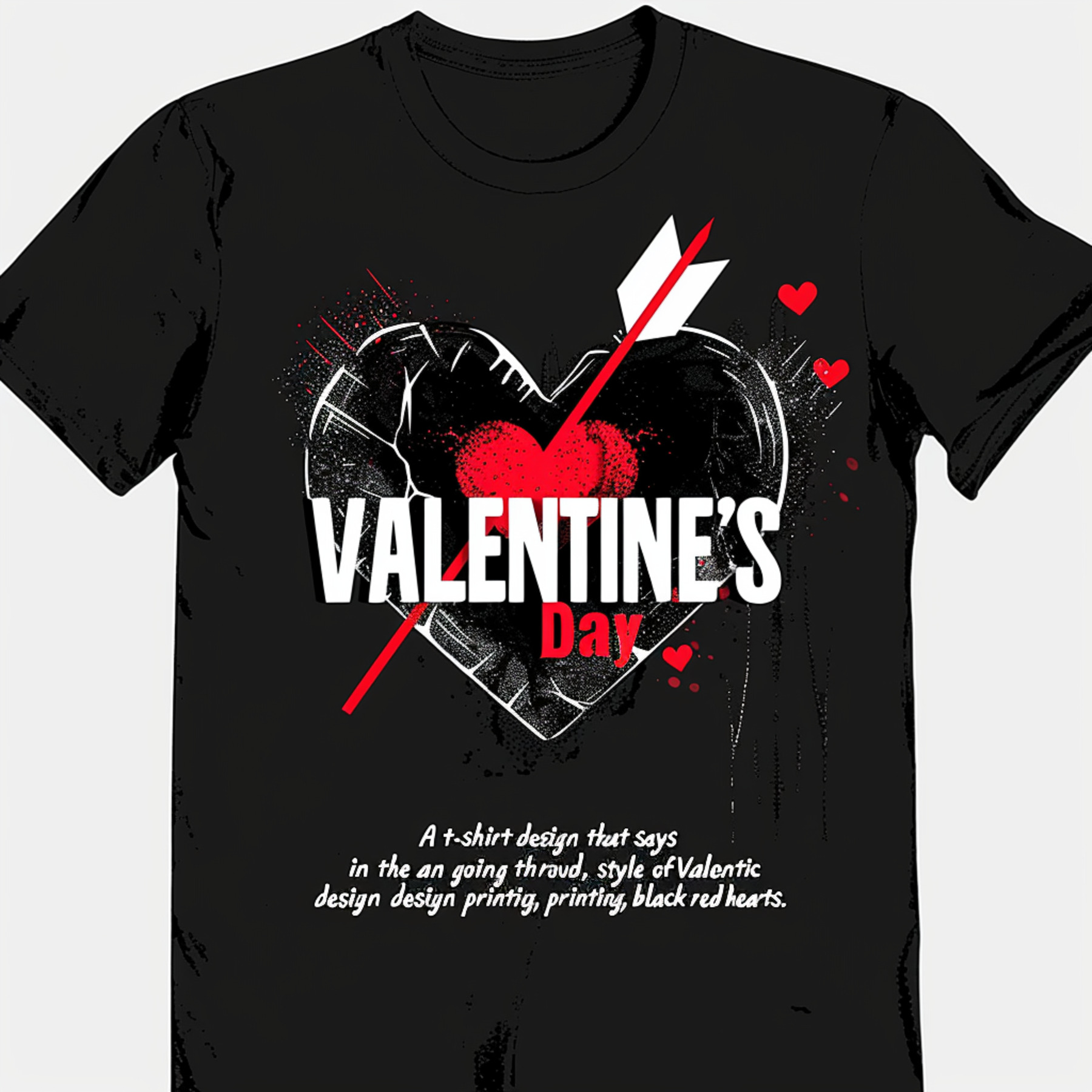 Heart Breakers Day Graphic Design T Shirt Black Tee with Arrow Through ...