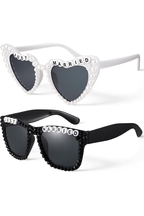 Heart Bride and Groom Sunglasses for Wedding Day Just Married Sunglasses Honeymoon Accessorie Wedding Decoration