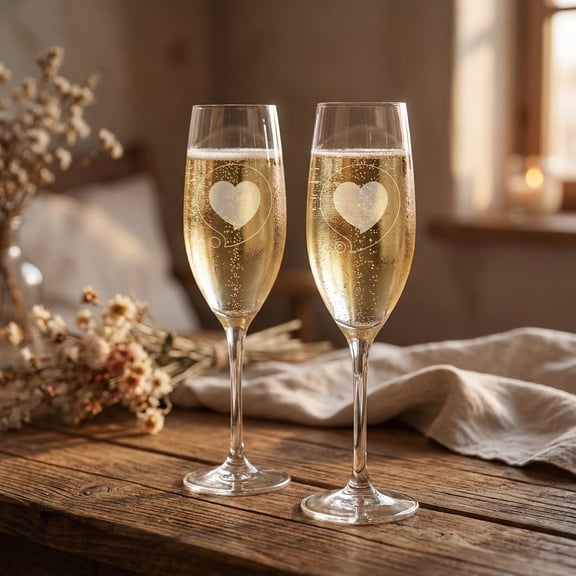 Heart Bubble Engraved 8oz Champagne Flute