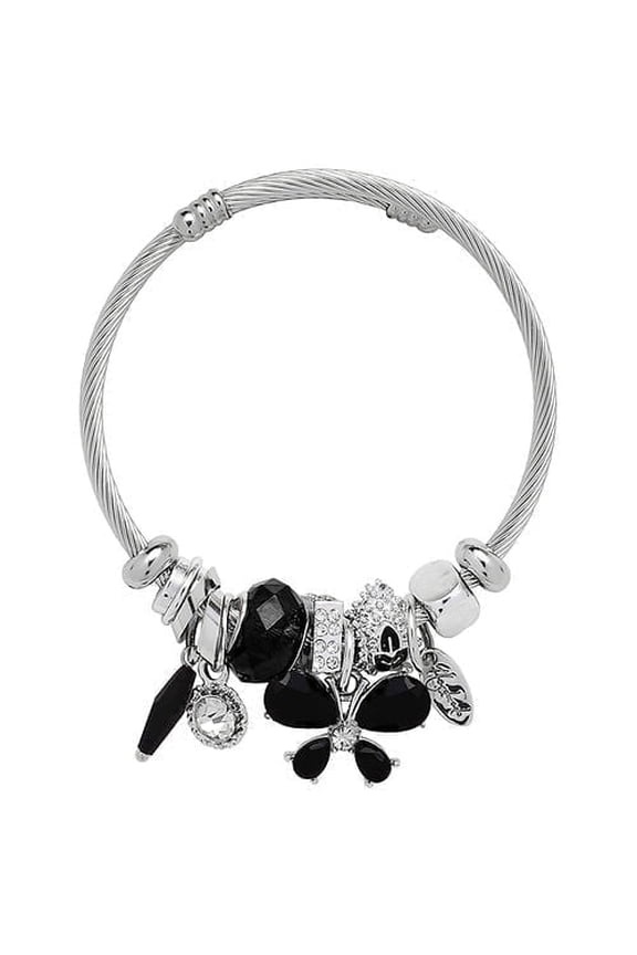 Heart & Butterfly Bracelet - Black