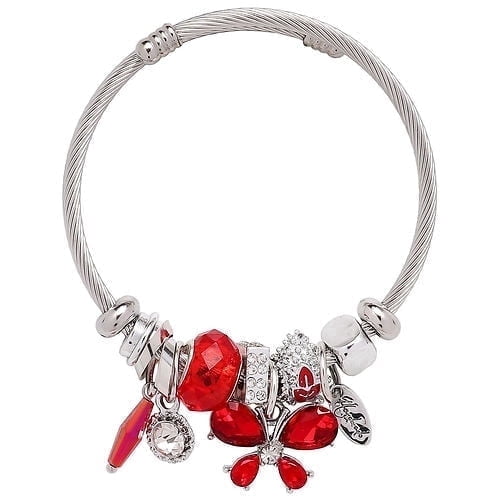 Freebird Jewelry Box Heart & Butterfly Bracelet - Red