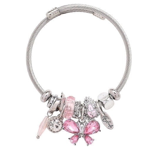 Freebird Jewelry Box Heart & Butterfly Bracelet - Pink