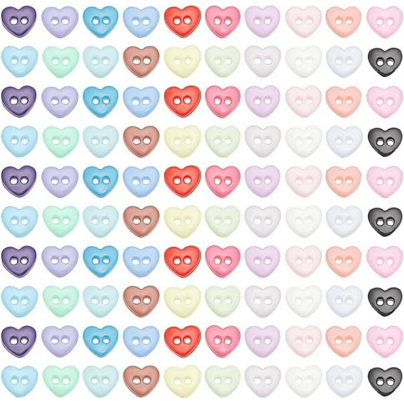Heart Buttons 2 Holes Resin Heart-Shaped Buttons Mixed Colors Mini Resin Buttons