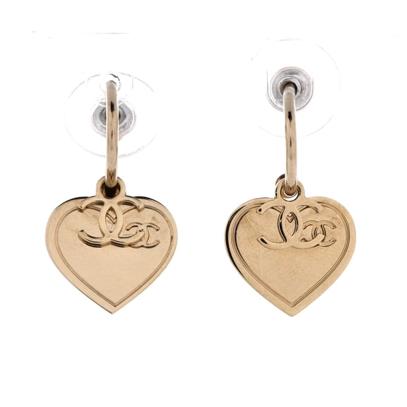 Heart CC Dangle Earrings Metal By Rebag