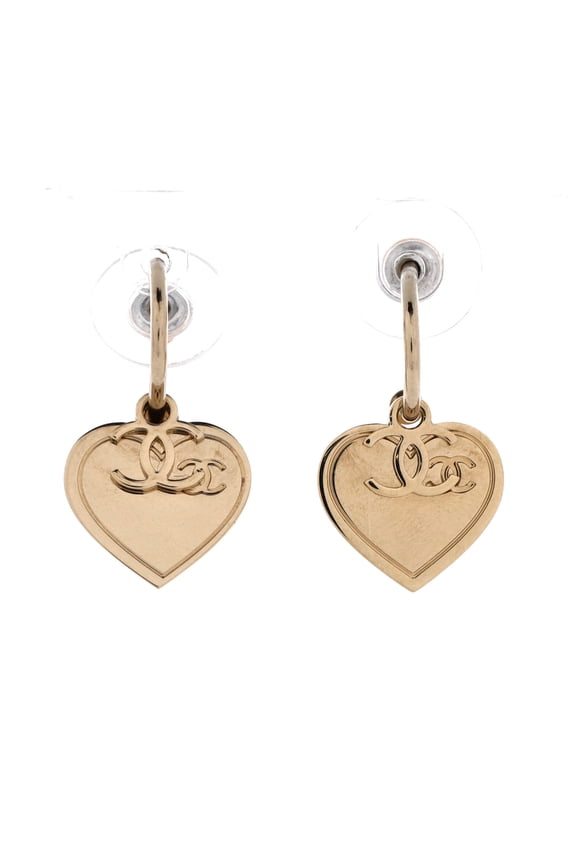 Heart CC Dangle Earrings Metal By Rebag