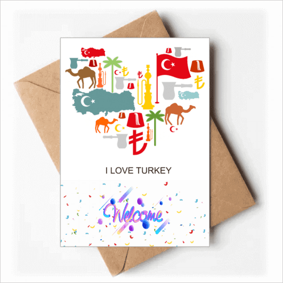 Heart Camel Lira National Flag Coconut Tree Welcome Back Greeting Cards Envelopes Blank