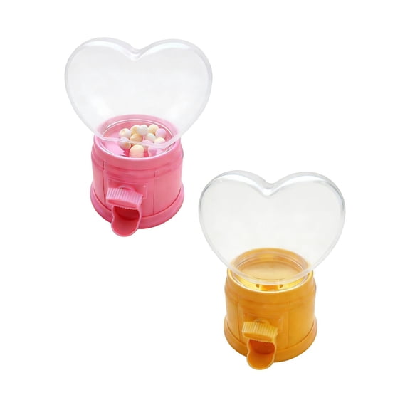 Heart Candy Dispenser - Valentine Candy Dispenser Machine with Heart Shape, Small Gumball Machine for Party Favors, Teacher Gifts & Valentine's Day Exchange Treats - (Yellow & Pink)💖