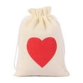 thumbnail image 1 of Heart Canvas Drawstring Gift Bag – Small Wedding Favor Pouch for Valentine's Day, Christmas & Party Candy Packaging, 1 of 5