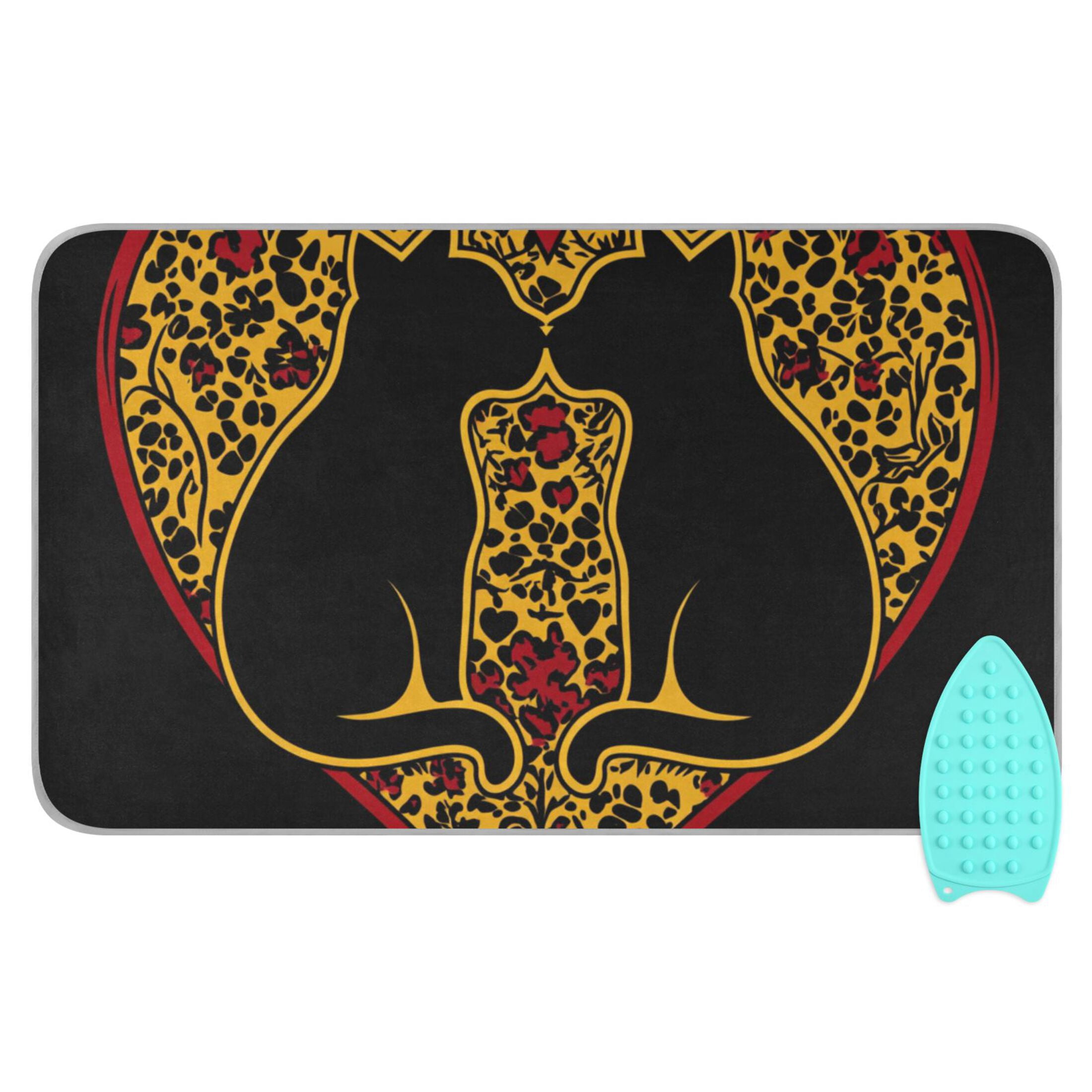 Heart Cat Couple Kiss Valentine Ironing Mat Blanket Portable Travel Ironing Pad Heat Resistant Pad 47.2" x 27.6”