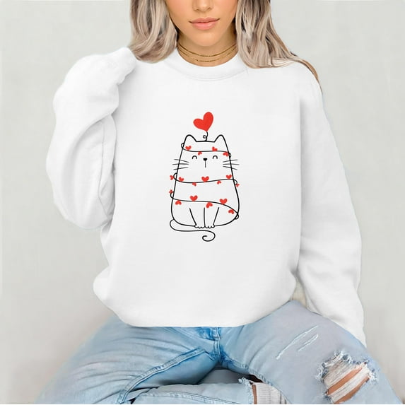 Heart Cat Valentine's Day Unisex T-Shirt/Sweatshirt/Hoodie - Cat Lover Gift