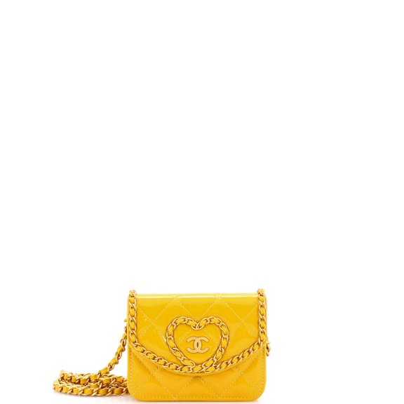 Heart Chain Flap Bag Quilted Patent Mini By Rebag