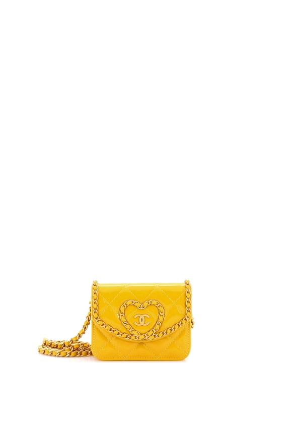 Heart Chain Flap Bag Quilted Patent Mini By Rebag