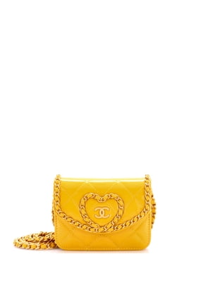 Heart Chain Flap Bag Quilted Patent Mini By Rebag