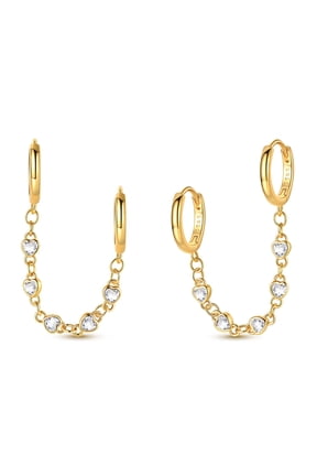 Heart Chain Hoop Earrings, Lightweight Everyday Comfort