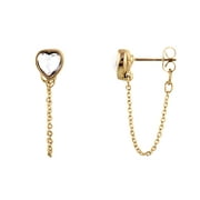 Bella by Thorne Heart Chain Stud Adult Earrings, Gold/Clear