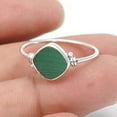 thumbnail image 1 of Heart Chakra Square Natural Malachite 925 Silver Anniversary Band Bezel Ring, 1 of 2
