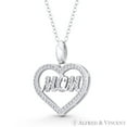 thumbnail image 1 of Heart Charm CZ Crystal Pave & Cursive "Mom" Script Pendant in .925 Sterling Silver w/ Rhodium, 1 of 1