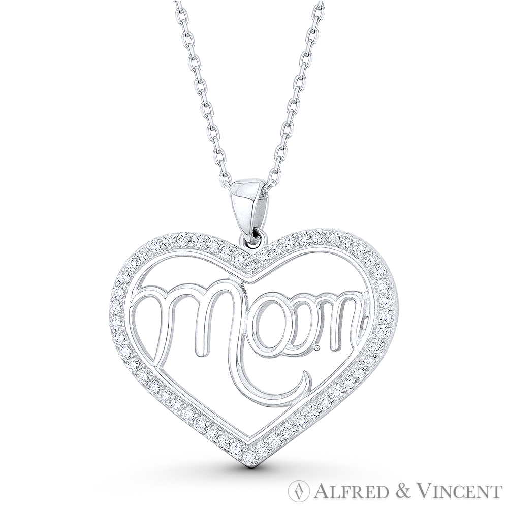 Alfred & Vincent Initial 'J' Cursive Script CZ Crystal Pendant – 925 Sterling Silver Rhodium