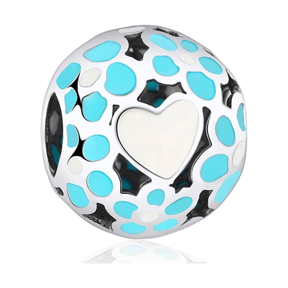 Heart Charm European Bead Sterling Silver Blue Ginger Lyne Collection