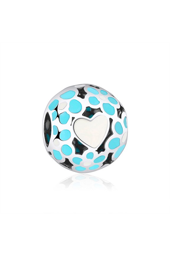 Heart Charm European Bead Sterling Silver Blue Ginger Lyne Collection