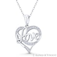 thumbnail image 1 of Heart Charm & "Love" Cursive Script Pendant & Chain Necklace in .925 Sterling Silver, 1 of 1