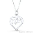 thumbnail image 1 of Heart Charm & "Mom" Script Pendant & Chain Necklace in .925 Sterling Silver, 1 of 1