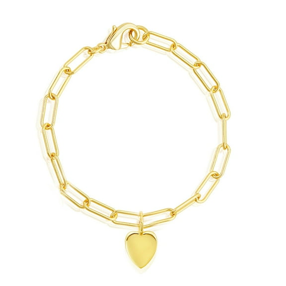 Heart Charm Paper Clip Chain Bracelet gold