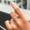 thumbnail image 1 of Heart Charm Ring CZ Open Cuff Bangle Yellow Gold Plated Blue Women Engagement, 1 of 9