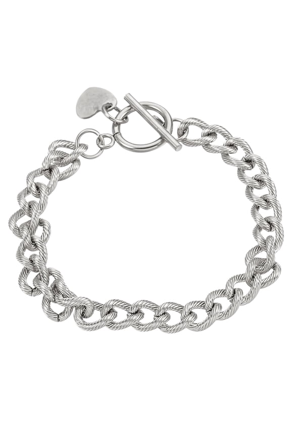Heart Charm Toggle Bracelet for Women by Ginger Lyne Stainless Steel Chain
