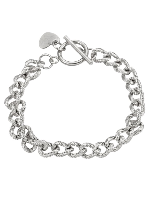 Heart Charm Toggle Bracelet for Women by Ginger Lyne Stainless Steel Chain