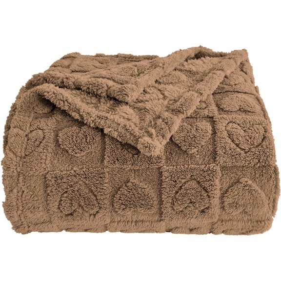 Heart Checkered Throw Blankets, for Love Mother Pets,280 GSM Soft Warm Lightweight Fluffy Bed Blanket for Women Anniversaries(Burro,90"x90")