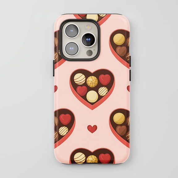 Heart Chocolate Box For All iPhone Series Protective Phone Case Cute Valentine Pink Multi Color