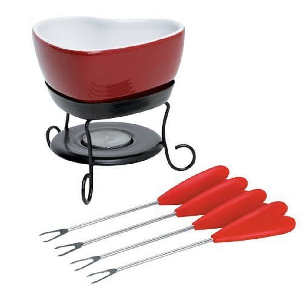 Heart Chocolate Fondue Set, Red, Pieces