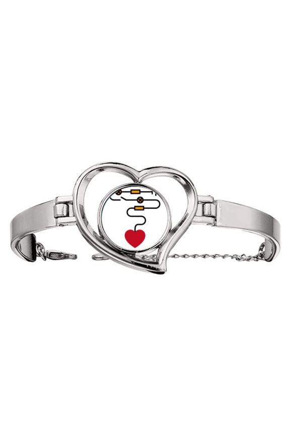 Heart Circuit Power Switch Bracelet Heart Jewelry Wire Bangle