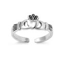 thumbnail image 1 of Heart Claddagh .925 Sterling Silver Toe Ring Jewelry Female Unisex, 1 of 4