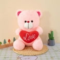 thumbnail image 1 of Heart-Clasp Bear Plush Toy 14-inch, Polyester Affection Symbol for Sofa Decor and Sentimental Gifting, 1 of 3