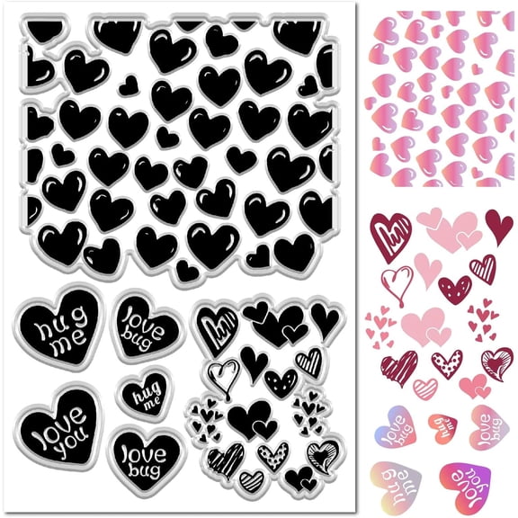 Heart Clear Rubber Stamps Love Hug Me Vintage Reusable Transparent Silicone Stamp Seals for Valentine's Day DIY Handmade Scrapbooking Journaling Card Making Decor Photo Album Decorative diy